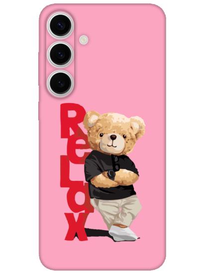 Samsung S24 Teddy Bear Relax Pembe Telefon Kılıfı