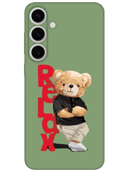 Samsung S24 Teddy Bear Relax Yeşil Telefon Kılıfı