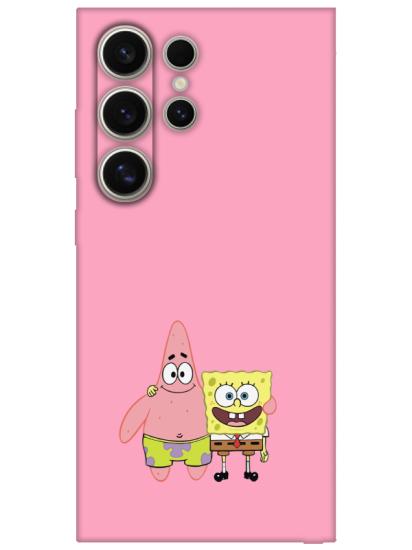 Samsung S24 Ultra Sünger Bob Ve Patrickstar Pembe Telefon Kılıfı