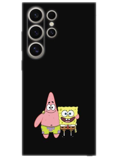 Samsung S24 Ultra Sünger Bob Ve Patrickstar Siyah Telefon Kılıfı