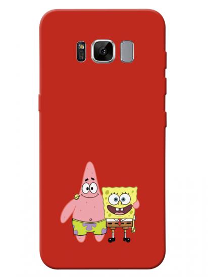 Samsung S8 Sünger Bob Ve Patrickstar Kırmızı Telefon Kılıfı