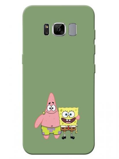 Samsung S8 Sünger Bob Ve Patrickstar Yeşil Telefon Kılıfı