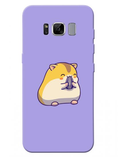 Samsung S8 Sevimli Hamster Lila Telefon Kılıfı