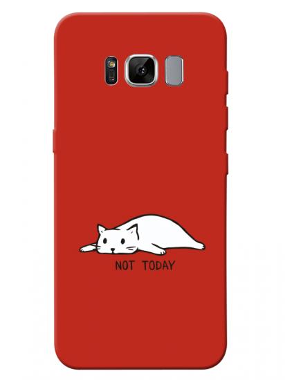 Samsung S8 Not Today Kedi Kırmızı Telefon Kılıfı