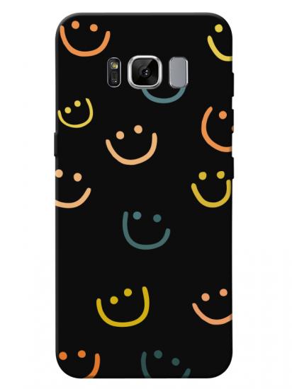 Samsung S8 Emoji Gülen Yüz Siyah Telefon Kılıfı