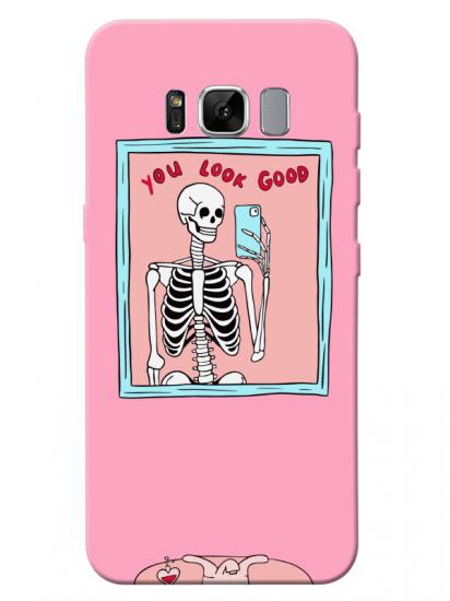 Samsung S8 You Look Good İskelet Pembe Telefon Kılıfı