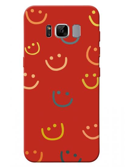 Samsung S8 Plus Emoji Gülen Yüz Kırmızı Telefon Kılıfı