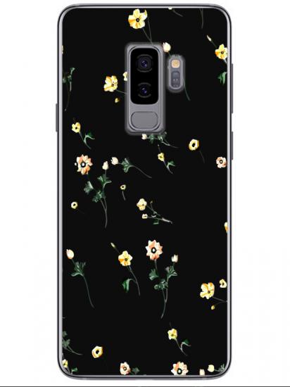 Samsung S9 Çiçekli Siyah Telefon Kılıfı