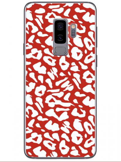 Samsung S9 Leopar Desenli Kırmızı Telefon Kılıfı