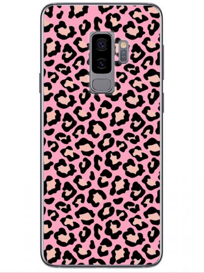 Samsung S9 Leopar Desenli Pembe Telefon Kılıfı