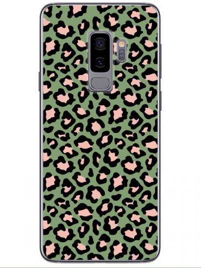 Samsung S9 Leopar Desenli Yeşil Telefon Kılıfı