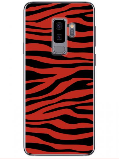 Samsung S9 Zebra Desen Kırmızı Telefon Kılıfı