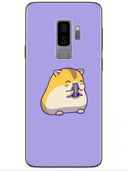 Samsung S9 Sevimli Hamster Lila Telefon Kılıfı