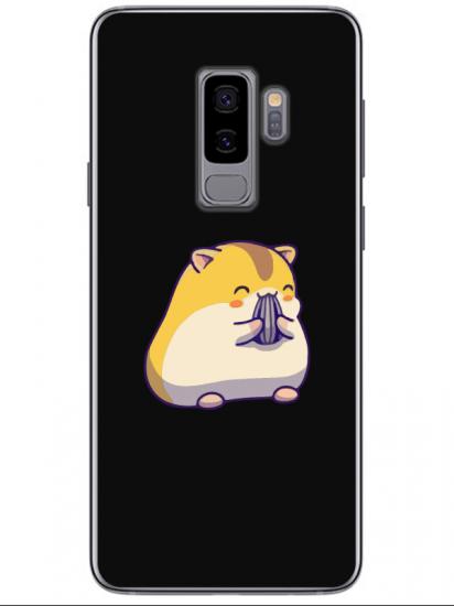 Samsung S9 Sevimli Hamster Siyah Telefon Kılıfı