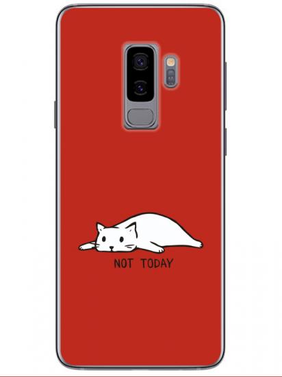 Samsung S9 Not Today Kedi Kırmızı Telefon Kılıfı