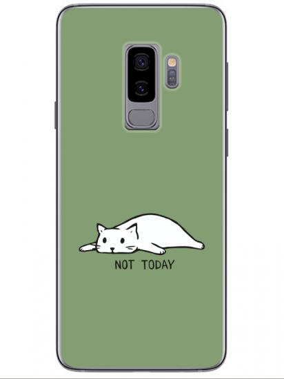 Samsung S9 Not Today Kedi Yeşil Telefon Kılıfı