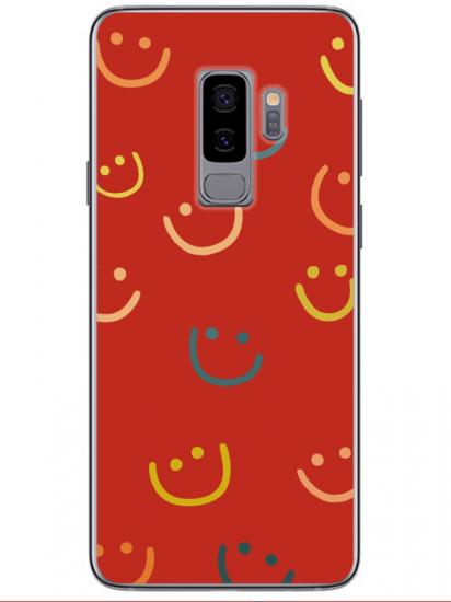 Samsung S9 Emoji Gülen Yüz Kırmızı Telefon Kılıfı