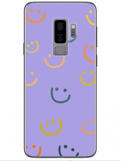 Samsung S9 Emoji Gülen Yüz Lila Telefon Kılıfı