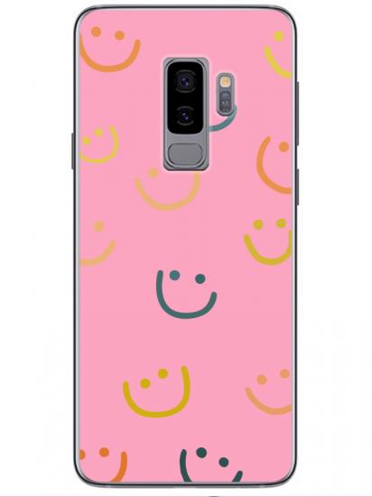 Samsung S9 Emoji Gülen Yüz Pembe Telefon Kılıfı