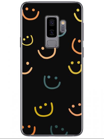 Samsung S9 Emoji Gülen Yüz Siyah Telefon Kılıfı