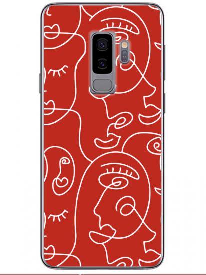 Samsung S9 Face Art Kırmızı Telefon Kılıfı