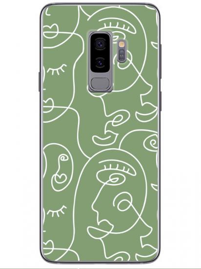 Samsung S9 Face Art Yeşil Telefon Kılıfı