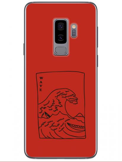 Samsung S9 Kanagawa Wave Kırmızı Telefon Kılıfı