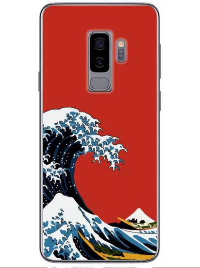 Samsung S9 Kanagawa Kırmızı Telefon Kılıfı