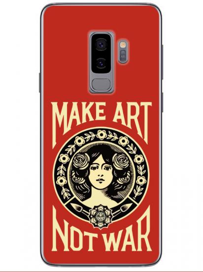 Samsung S9 Make Art Not War Kırmızı Telefon Kılıfı