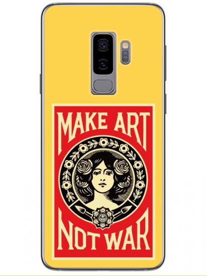 Samsung S9 Make Art Not War Sarı Telefon Kılıfı