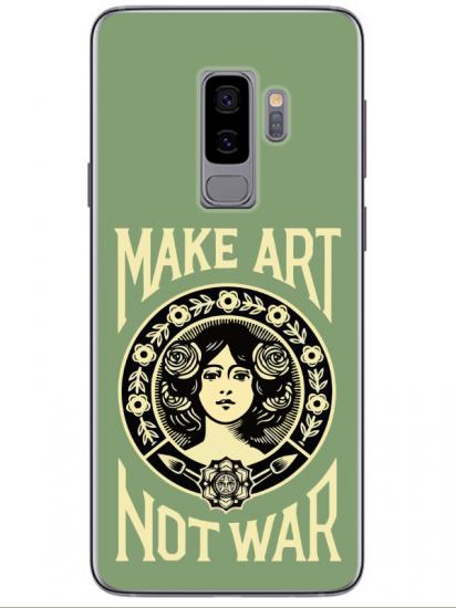 Samsung S9 Make Art Not War Yeşil Telefon Kılıfı