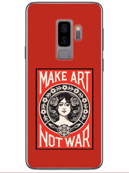 Samsung S9 Make Art Not War Kırmızı Telefon Kılıfı