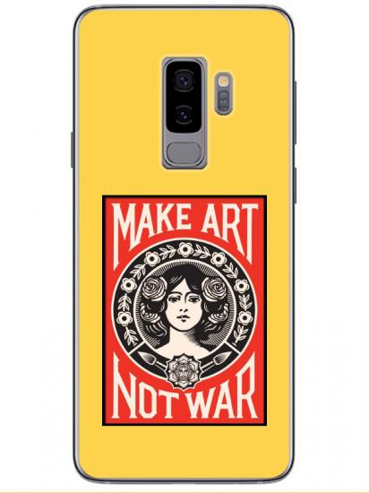 Samsung S9 Make Art Not War Sarı Telefon Kılıfı