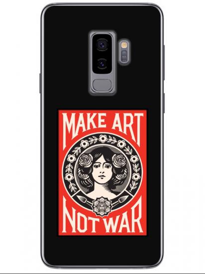 Samsung S9 Make Art Not War Siyah Telefon Kılıfı