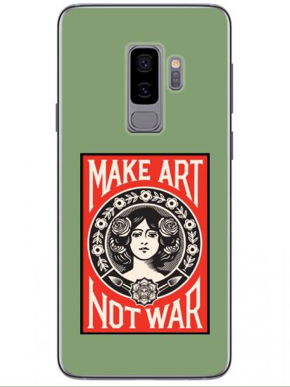 Samsung S9 Make Art Not War Yeşil Telefon Kılıfı