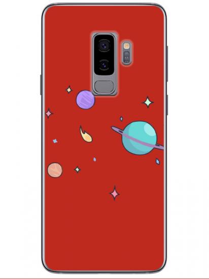 Samsung S9 Gezegen Tasarım Kırmızı Telefon Kılıfı