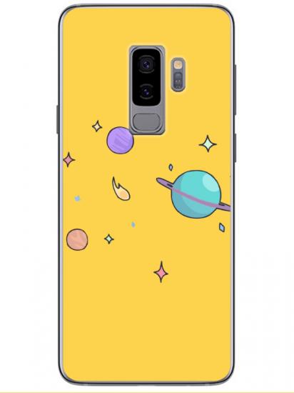 Samsung S9 Gezegen Tasarım Sarı Telefon Kılıfı