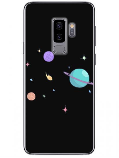 Samsung S9 Gezegen Tasarım Siyah Telefon Kılıfı