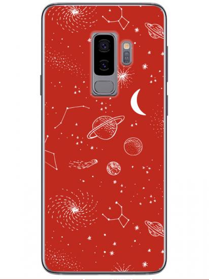 Samsung S9 Gezegenler Kırmızı Telefon Kılıfı