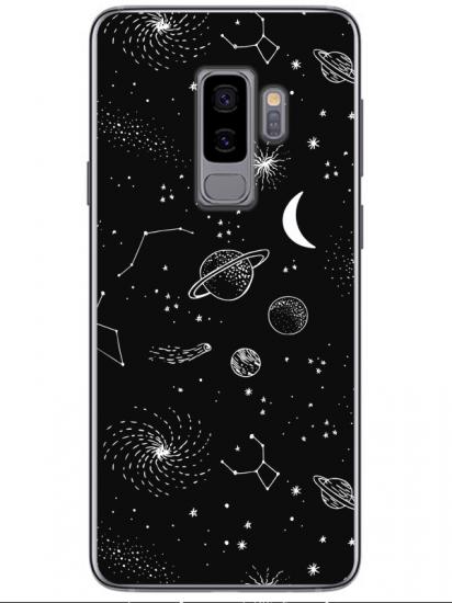 Samsung S9 Gezegenler Siyah Telefon Kılıfı