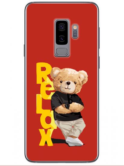 Samsung S9 Plus Teddy Bear Relax Kırmızı Telefon Kılıfı