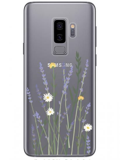 Samsung S9 Plus Lavanta Desenli Şeffaf Telefon Kılıfı