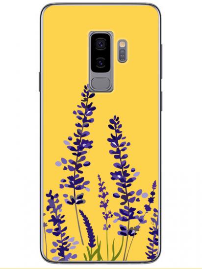 Samsung S9 Plus Lavanta Desenli Sarı Telefon Kılıfı