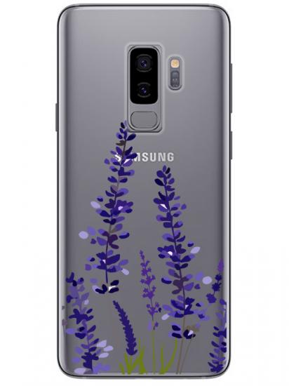 Samsung S9 Plus Lavanta Desenli Şeffaf Telefon Kılıfı