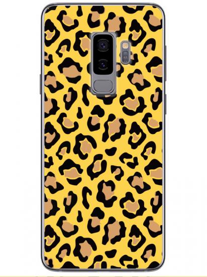 Samsung S9 Plus Leopar Desenli Sarı Telefon Kılıfı