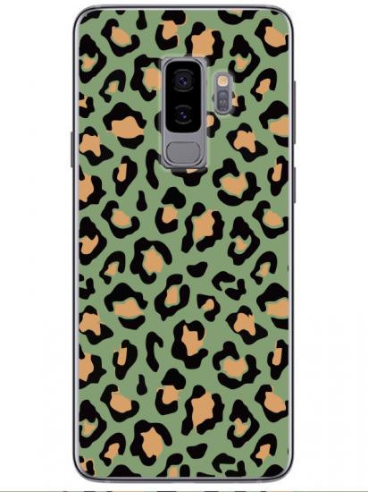 Samsung S9 Plus Leopar Desenli Yeşil Telefon Kılıfı