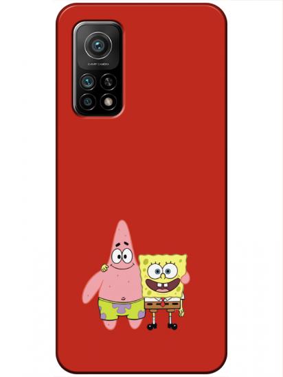 Xiaomi Mi 10T Sünger Bob Ve Patrickstar Kırmızı Telefon Kılıfı