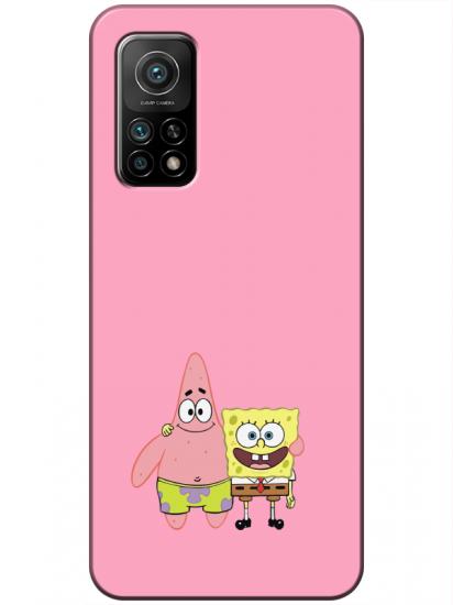 Xiaomi Mi 10T Sünger Bob Ve Patrickstar Pembe Telefon Kılıfı