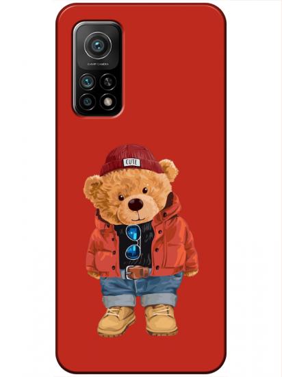 Xiaomi Mi 10T Teddy Bear Kırmızı Telefon Kılıfı