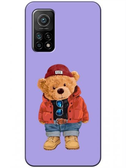 Xiaomi Mi 10T Teddy Bear Lila Telefon Kılıfı